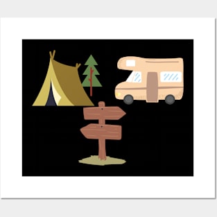 Camping Adventure Vintage Artsy Tent Posters and Art